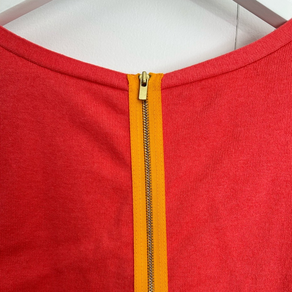Banana Republic coral orange back zipper crew neck sweater